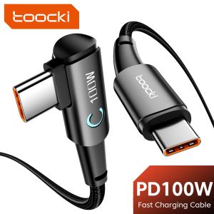 Toocki | Toocki 100W USB C To USB C Cable 90 Degree For iPad MacBook Pro Xiaomi Samsung Huawei Fast Charging Type C Date Cord