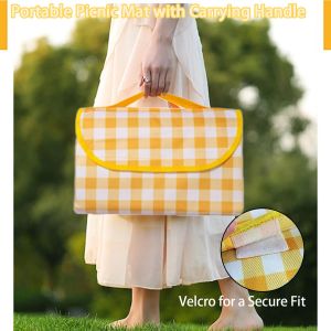 Picnic Blanket Waterproof Beach Rug Washable Lightweight with Handle Red Checkered for Hiking Traveling Outdoor CampingParks