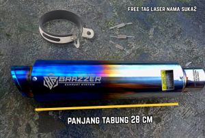 knalpot racing original BRAZZER EXHAUST BLUE PRO SILINCER ONLY INLET 50 bisa request inlet 38 juga free tag laser nama suka-suka knalpot racing motor knalpot motor racing universall knalpot ninja 250 CBR 250 nmax aerox pcx adv vixion R15 mt25 mt15 R25 dll