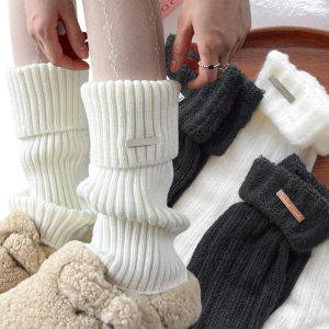 ถุงเท้าป้ายโลหะสไตล์ญี่ปุ่น2คู่ถุงเท้าข้อสูงถึงเข่าถุงเท้าข้อสูงทันสมัยสำหรับฤดูใบไม้ร่วงฤดูหนาว