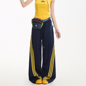 NERESUM Womens Straight Leg Outdoor Sports Pants Quick Dry Retro American Three Bars Casual Versatile Workwear Trousers