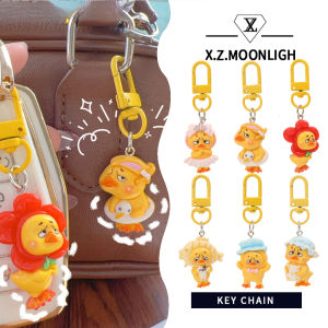 X.z. MOONLIGH สนุกและง่ายสบายกระเป๋าเป้สะพายหลังสำหรับใส่ประจำวันของพวงกุญแจเป็ดสีเหลืองแบบห้อยเครื่องประดับแบบทำมือจี้ส่วนบุคคลสารพัดประโยชน์และน่ารัก