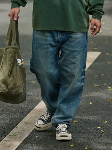 กางเกงยีนส์ทรงหลวมสไตล์ญี่ปุ่น Broshood Bros ทรงเข้ารูปแบบเข้ารูปทรงเข้ารูปสไตล์วินเทจสำหรับผู้ชาย