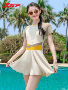 XTEP | Color Block Slimming Belly-Hiding Womens One-Piece Swim Dress