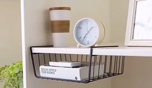 READY STOCK Bakul Besi Bawah Shelve/Steel Basket Under Shelf Storage Organizer Holder Multipurpose