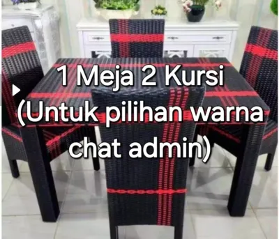 Meja makan 4kursi rottan sintetis tidak ada jok busa