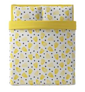 BRUKSVARA บรุคส์วอร่า ชุดเครื่องนอน 4 ชิ้น เหลือง/ขาว 240x220 ซม.