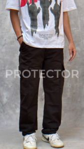 Loose Pants Reguler Black Celana Cargo Panjang Pria Korean baggy Oversize Vintage Gombrong Skena
