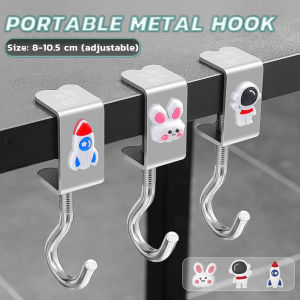 ELLE Backpack Organizer Hanger Portable Metal Hook Table Edge Cartoon Pattern Student School Supplies
