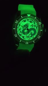 NH35 Watch Chinese mysterious totem strong lumen watch 41.5mm Acrylic Transparent Case Strap Fit 28.5mm lumen Dial Mens Watch