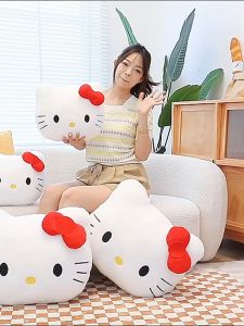 คิตตี้หัวแมวน่ารักหมอนตุ๊กตาโซฟาเบาะข้างเตียงหมอนรถหมอนงีบของขวัญวันเกิดหญิง
