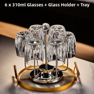BANGBEBE | Luxury Aesthetic Glass Water Cup Set with Juice Cup Creative Tea Cup Thick Glass Whiskey Glass