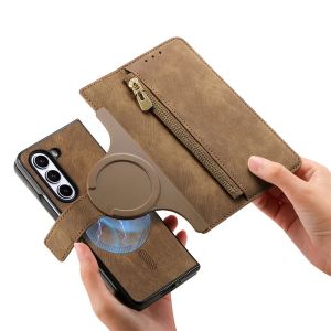 For Magsafe Case With Card Holder For Samsung Galaxy Z Fold 8 Ultra Wide 7 6 5 4 3 Magnetic 2 In 1 Full Protection Phone Cover