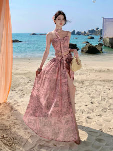 CHANGTONG | Retro Unique Attractive Camisole and Slit Skirt Set