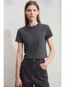 AMII | Sequins Decorative Cotton T-Shirt