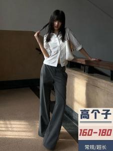 กางเกงขายาวทรงหลวมเอวต่ำสไตล์อเมริกันสำหรับผู้หญิง สไตล์สาวฮอต กางเกงขายาวทรงหลวมแบบยาวถึงพื้น ฤดูใบไม้ร่วง 2024