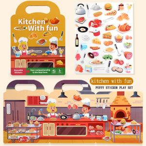 Bandai | Sticker Book Focus Potential Development Reusable Stickers Cartoon Animal Enlightenment Baby Early Education Book For Kids