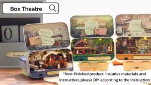 [Ready Stock] [Box Theatre] DIY Dollhouse Miniature Kit Miniature Furniture with Dust Cover LED Light Wooden Mini House Mini Shop Cafe Bakery Cute Cheap Decoration Birthday Gift Door Gift Puzzle Handcrafted Handmade Educational Toys for Kids Girls Boys