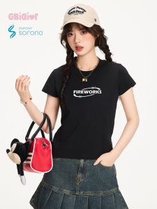 Gbiaior Slim Fit Short Sleeve T-Shirt Womens Printed American Letter Retro Style Cotton Summer Top Cool Feeling