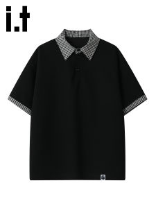 FINGERCROXX | Vintage Loose Fit Fake Two-Piece Polo Shirt Short Sleeve