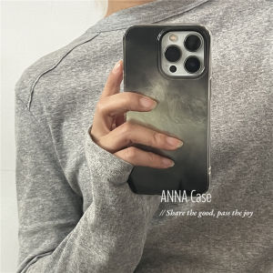 Annacase Premium Cold Tone Gradient Black Gold Tinfoil Pattern Phone Case Full Cover Protection for 17Pro Max  17 Glossy 14 New 15Pro