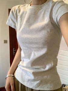 เสื้อยืดแขนสั้นผู้หญิงทรงเข้ารูปสไตล์เกาหลี ทรงเข้ารูป ทรงเข้ารูป แขนสั้น ปกโปโล สีสันสดใส แฟชั่นฤดูร้อน