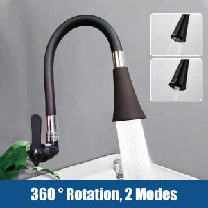 Oumu Kitchen Sink Faucet 720°Rotation Flexible Wall Mounted Faucet 2 Mode Spout Faucet For Bathroom/Basin/Laundry/Toilet