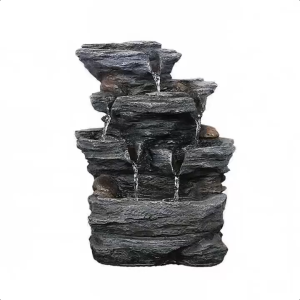 Rock Cascading Water Fountain Indoor Tabletop Water Feature Home Decor Relaxing Water Sound Ornament for Living Room Balcony Garden