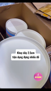 Khay nhựa tròn ST GROUP màu trắng sữa đủ kích cỡ chất liệu nhựa PP an toàn phong cách vintage Bắc Âu thanh lịch Đĩa nhựa decor trang trí chụp ảnh Mâm cơm gia đình quán ăn