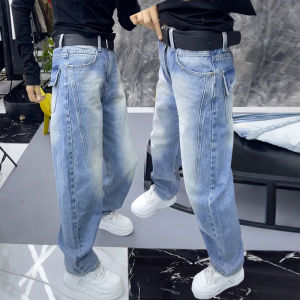 High Waist Loose Womens Jeans Curved Knife Banana Pants Wide Leg Loose Long Trousers Spring New Style Casual Washed Denim