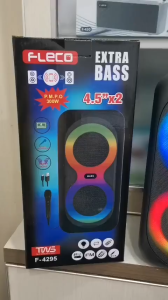 Speaker Aktif Bluetooth Full Bass DUAL WOOFER 4.5 Inch FLECO F-4295 GRATIS ( MIC + CHARGER USB ) Salon Bluetooth karaoke dynamic Speaker bluetooth full bass subwoofer 2x 4.5" Inch | Speaker Bluetooth Karaoke Wireless Speaker Double 4.5 Inch - TC
