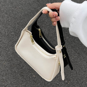 Fashionable Small Ladies Bag Versatile Handbag Underarm Bag Spring Summer New Style Soft PU Leather Zipper Closure Casual Bag