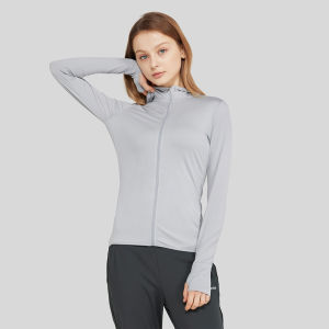Andar Long Sleeves Sun Protection Hooded Top Womens Fitness Long Tight Quick-Drying Sport Running Training Yoga Outwear