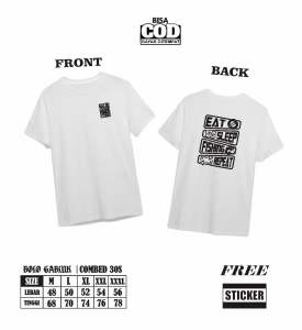 Kaos Tshirt “Eat Sleep Fishing Repeat” Kaos tshirt bahan combed free sticker