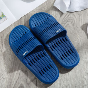Mens Summer Bath Slippers Breathable Natural Rubber Clog Shoes Anti-Slip Hole Design Home Comfortable Flat Heel Pure Color