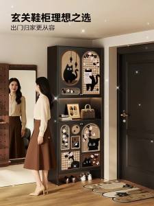 Vintage Style Entryway Shoe Cabinet Space-saving Wall Mounted Storage