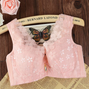 Ultra-Thin plus Size Bra with Steel Ring No Sponge Summer Backless Vest Style Four Buttons Adjustment Function Floral Pattern