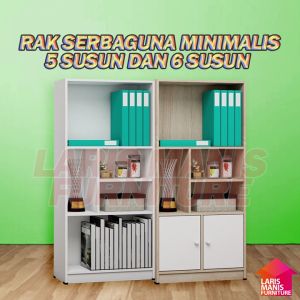 LEMARI RAK BUKU SERBAGUNA RSG 5 RAK KAYU TERBARU MURAH RAK 5 SUSUN DENGAN PINTU RAK SERBAGUNA MINIMALIS