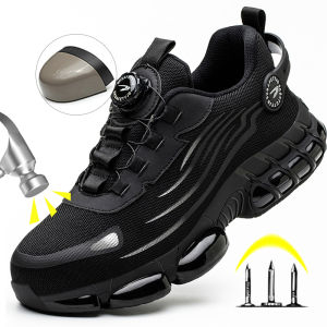 Mens Safety Shoes Protection And Elastic Safety Boots Fashionable Casual Shoes Breathable Odor Protection Mens Work Shoes
