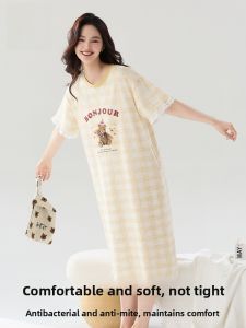 Miiow | Cute Style Pure Cotton Summer Thin Short Sleeve Sleep Dress Plus Size Women Nightgown Home Clothes Catman MiiOW Brand