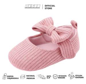 Sepatu Flat Bayi Perempuan model pita bahan corduroy anti slip dan nyaman di pakai