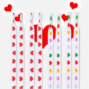 Ambkd shoestrings Giày vải cho trẻ em người lớn cao CONVER Sneakers dây giày hình trái tim tình yêu dây Giày ren phẳng