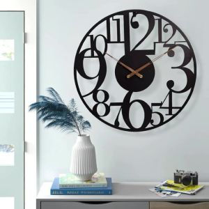 Minimalist Nordic Luxury Large Wall Clock - Decorative Silent Quartz Clock for Living Room Bedroom or Office Elegant Metal Art Home Decor 60*60cm