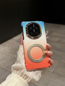 Gradation Leather Grain Electromagnetic Edge Rotating Bracket Case for HUAWEI MATE X7