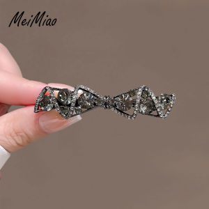 Kẹp Tóc Kim Loại Màu Đen Có Nơ Bướm Đính Đá Rhinestone Kẹp Tóc Nửa Đầu Kẹp Tóc Mái Lệch Kẹp Tóc Phía Sau Tai Kẹp Tóc Kim Loại Có Nơ Bướm