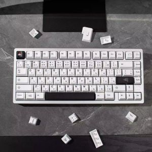 【Keycap Only】Fengyun Minimalist Black White Japanese Keycap Personality Key Cap 147 Keys Cherry Profile PBT Sublimation For Cherry MX Switch DIY Customized Mechanical Keyboard