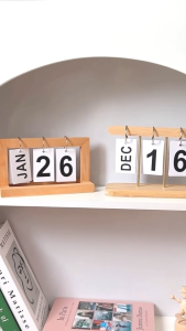 ⭐ส่งด่วน⭐ ปฏิทินมินิมอล ปฏิทินตั้งโต๊ะ แบบหมุนหน้ากระดาษ ทำจากไม้ Wooden Calendar พร็อพถ่ายรูปสินค้า ตกแต่งห้อง