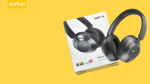 EarFun Wave Pro Active Noise Canceling Headphones Wireless Over Ear Bluetooth Headphones LDAC Hi-Res Sound 5 Mics AI Clear Call 80H Playtime Multipoint Connection Comfort Fit Custom EQ via App