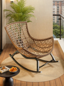 ZHUSHANXIA | Sleepable Rocking Wicker Chair
