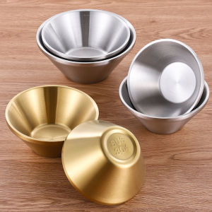 Double-Layered Cone Shaped Ice Cream Bowl 304 Stainless Steel Golden Dessert Bowl for Fruit Salad Sweet Treats Korean Style